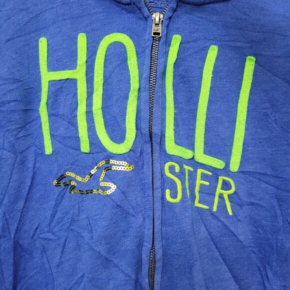 2/$20 Hollister Blue Classic Logo Zip Up Hoodie Jacket Size: Large - Picture 7 of 11